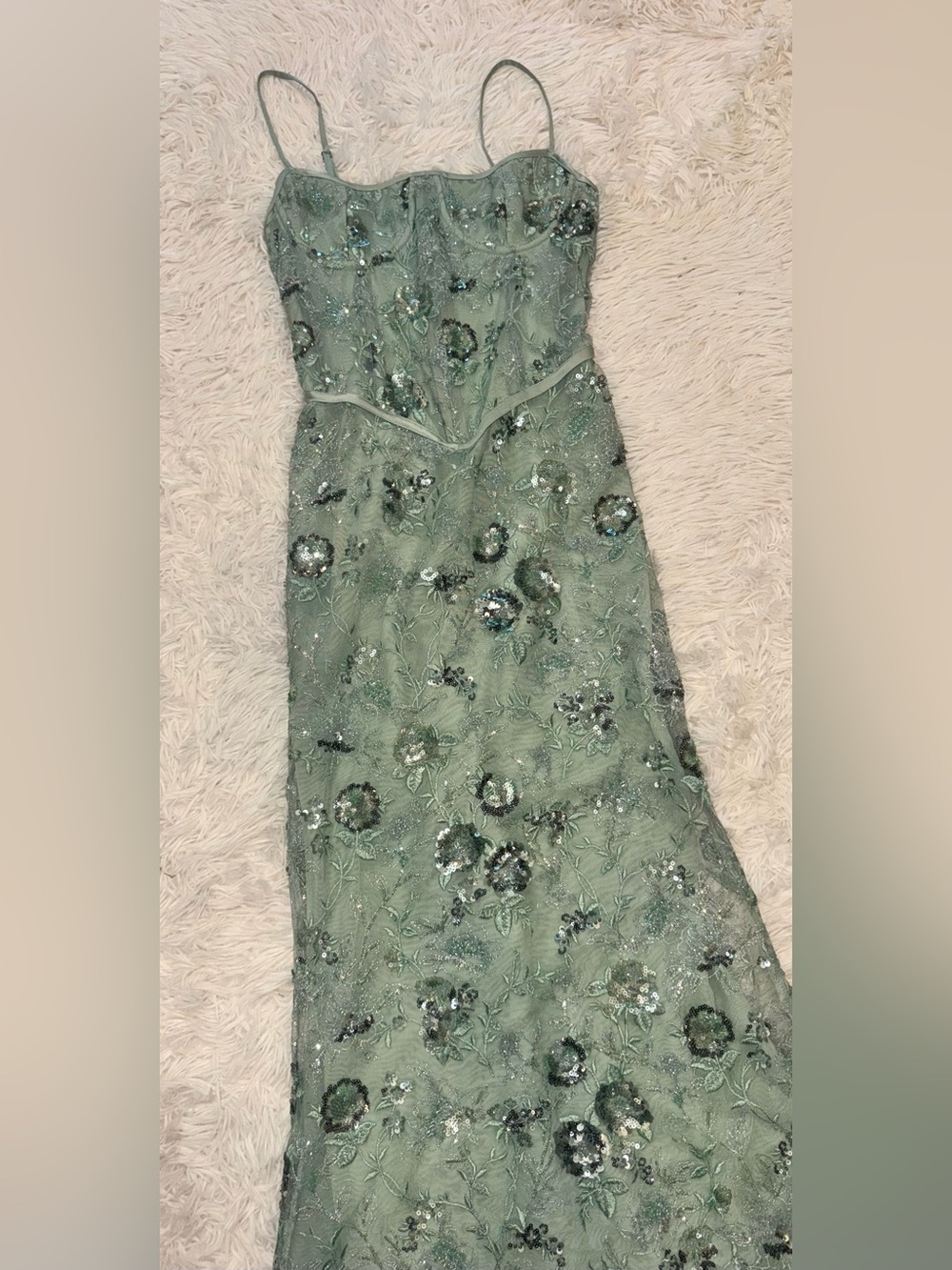 NEW House of Cb Naima Hand Beaded Corset Jade Green Gown Sz S - Picture 7 of 15